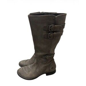 Born Attila Women's 7.5 Dark Grey Leather Equestrian Riding Boots